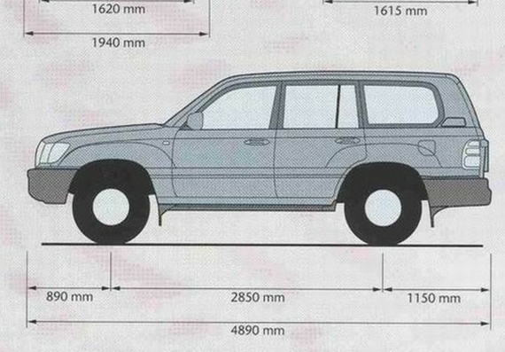 Toyota Land Cruiser J100 (2002) (Toyota LandCruiser J100 (2002)) - drawings (drawings) of the car